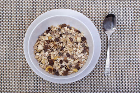 breakfast with cornflakesの写真素材