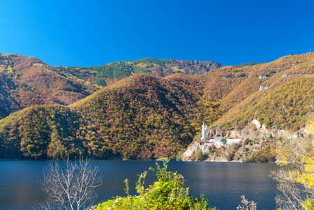 Lake and Autumn Forestの写真素材