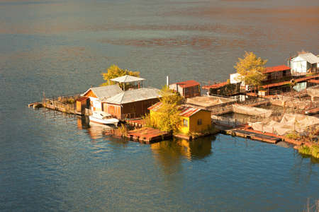fishing village in fall