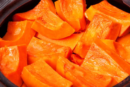 Texture of baked pumpkin with honeyの写真素材