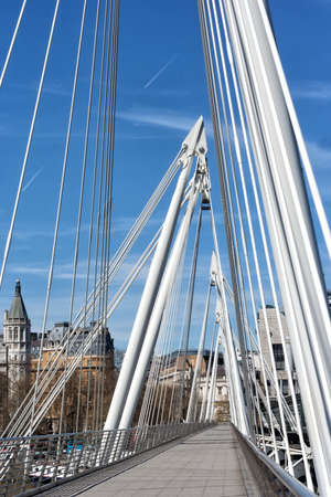 Albert Bridge London over Thames riverの写真素材
