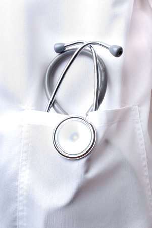 Stethoscope in the Pocket of White Overallの写真素材