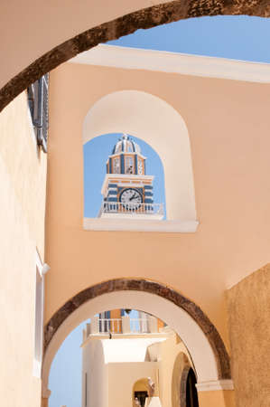 The Catholic Cathedral St. John the Baptist in Fira, Santorini, Greeceの写真素材