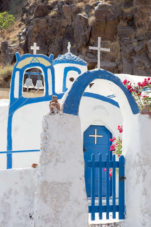 Agios Nikolaos Church in Therasia, Santorini, Greeceの写真素材