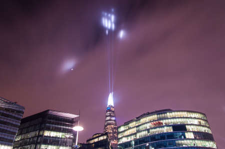 Shard building in central London - light show in New Year's Eve 2015の写真素材