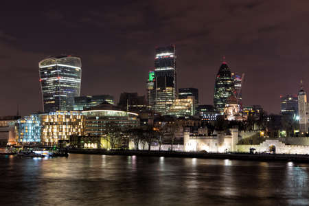City of London at night, United Kingdomの写真素材