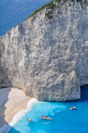 The amazing Navagio beach in Zante Greece with the famous wrecked shipの写真素材