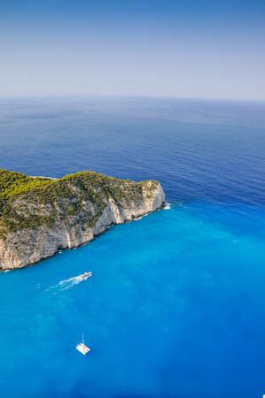The amazing Navagio beach in Zante Greece with the famous wrecked shipの写真素材