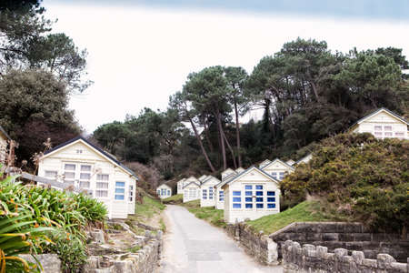 BOURNEMOUTH, ENGLAND - DECEMBER 22, 2014: Beach Huts on Bournemouth Beach. Situated along Bournemouths seven miles of award winning beaches there are over 250 beach huts のeditorial素材