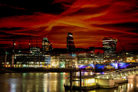 City of London Skyline At Nightの写真素材