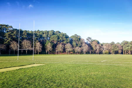 Goalposts in a playground of footballの写真素材