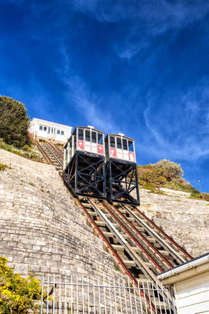 BOURNEMOUTH, UNITED KINGDOM  DECEMBER 23: The West Cliff Lift on December 23, 2014. The West Cliff Lift built in 1908, links the seafront with the Bournemouth International Centre.のeditorial素材