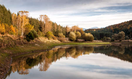Lake with mountainsの写真素材