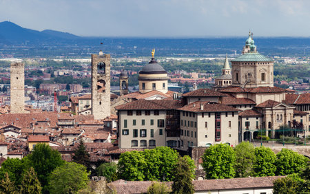Beautiful view from Bergamo, Italyの写真素材