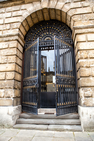 Exquisitely crafted antique metal doorの写真素材