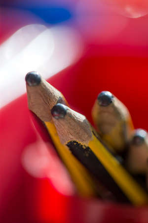 Close up of HB pencils in a stationery pot.の写真素材