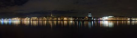 Night panorama of Neva with a kind on Saint Isaac's Cathedral.の写真素材