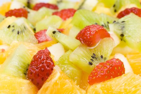 Background from salad from fresh appetizing fruit.の写真素材