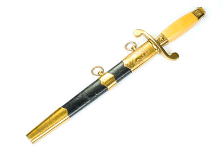 Soviet naval dirk (dagger) inside sheath isolated on a white backgroundの写真素材