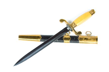 Soviet naval dirk (dagger) and sheath isolated on a white backgroundの写真素材