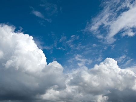 Beautiful white clouds in the blue sky