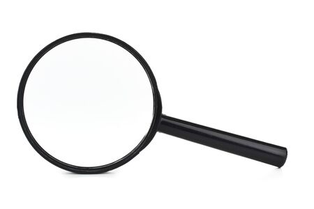 Black magnifier isolated on a white backgroundの写真素材