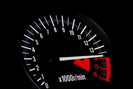 Dashboard of a sports motorbike. Tachemeter close up.の写真素材