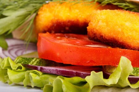 Sandwich with chicken nuggets on a white backgroundの写真素材