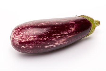Fresh graffiti eggplant (aubergine) on a white background.の写真素材