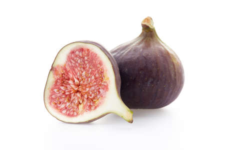 Fresh ripe sweet figs on a white background.の写真素材