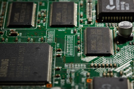Green Circuit Board Background. Computer technology, abstract backgrounds, engineering, electronics,...