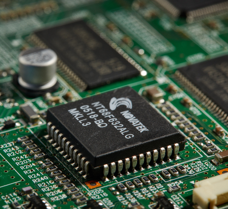 Green Circuit Board Background. Computer technology, abstract backgrounds, engineering, electronics,...