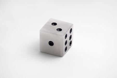Marble dice on a white backgroundの写真素材