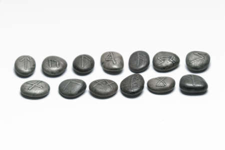 Viking runes on a white background. Limited DOF.の写真素材