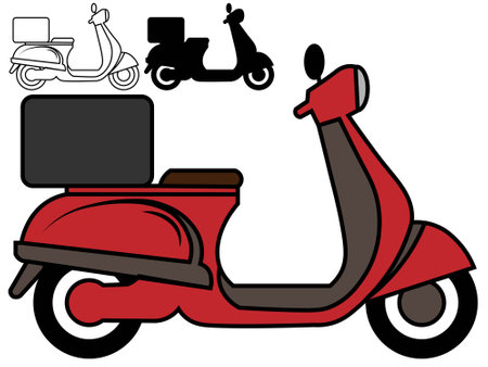 Motorcycle 10 clip art with outline and vector styleのイラスト素材