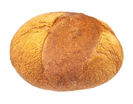 Appetizing crunchy crust bread isolated on white background.
