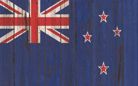 Flag of New Zeland painted on wooden frameの写真素材