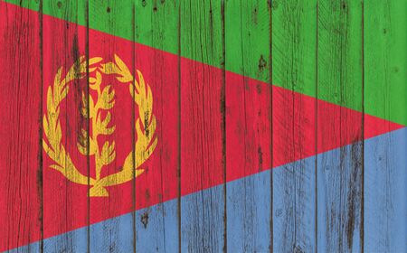 Flag of Eritrea painted on wooden frameの写真素材