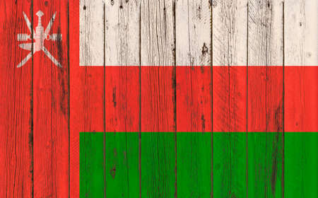 Flag of Oman painted on wooden frameの写真素材