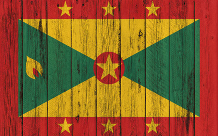 Flag of Grenada painted on wooden frameの写真素材