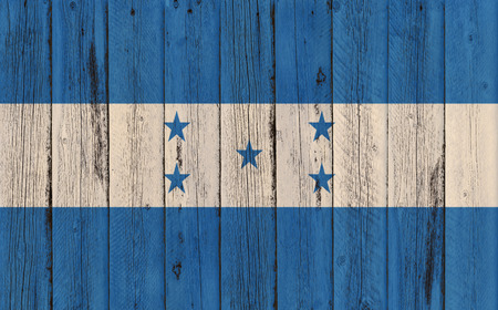 Flag of Honduras painted on wooden frameの写真素材