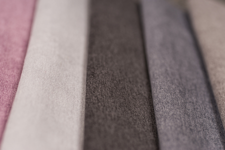 Colorful upholstery fabric samples background. Abstract background, empty template.の写真素材