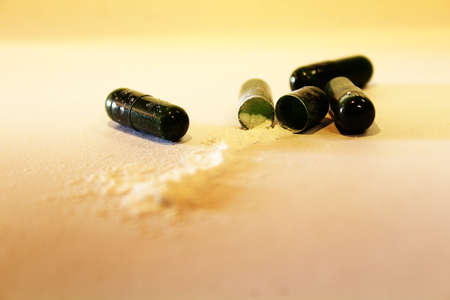 generic drug or supplement capsules.の写真素材