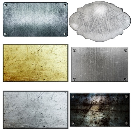 old metal sign collections isolated on whiteの写真素材
