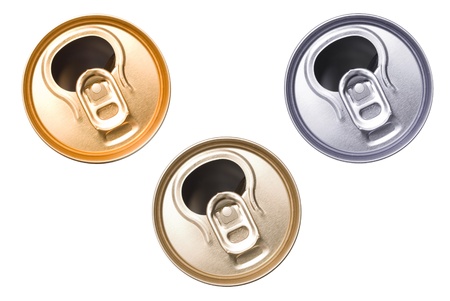 aluminum jar of different colour on white background