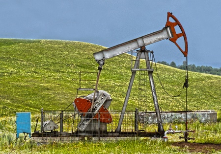 Old rusty oil pump in mountain, with hight detalisation
