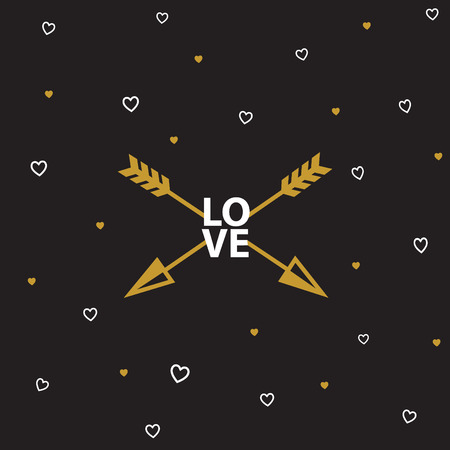 Happy valentines day cards with arrow. Vectror eps10 illustrations and typography elements. Valentines day set. I love you vector icon. 14 february.のイラスト素材