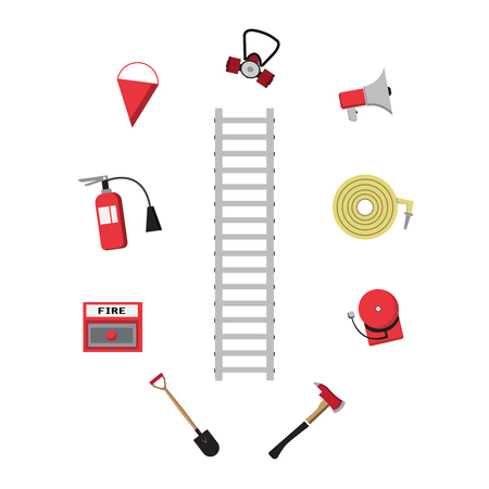 Firefighter vector icon set.のイラスト素材