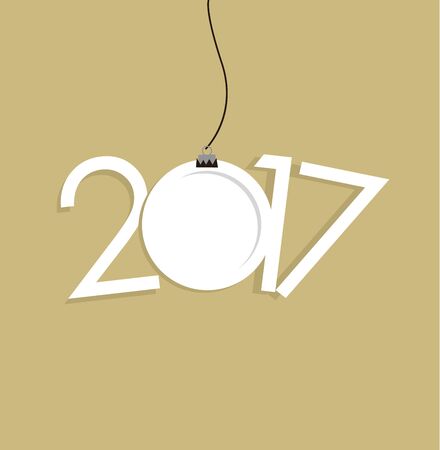 New Year 2017 vector card. Christmas ball. Golden background for text. Vector Illustation.のイラスト素材