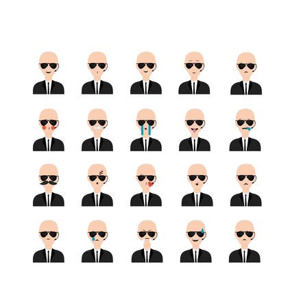 Emoji vector. Smile icon collection. Emoticon icon web. Simple flat cartoon style. Faces avatars.のイラスト素材
